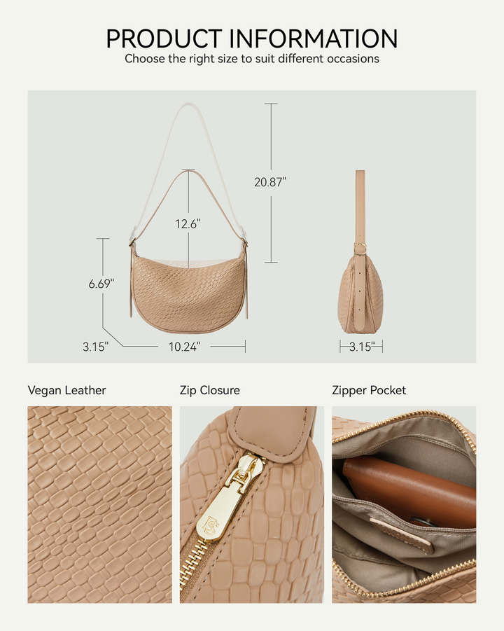 KWELI Woven Leather Half Moon Shoulder Bag