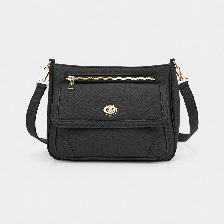 Turn Lock Flap Messenger Crossbody - Pebbled Leather