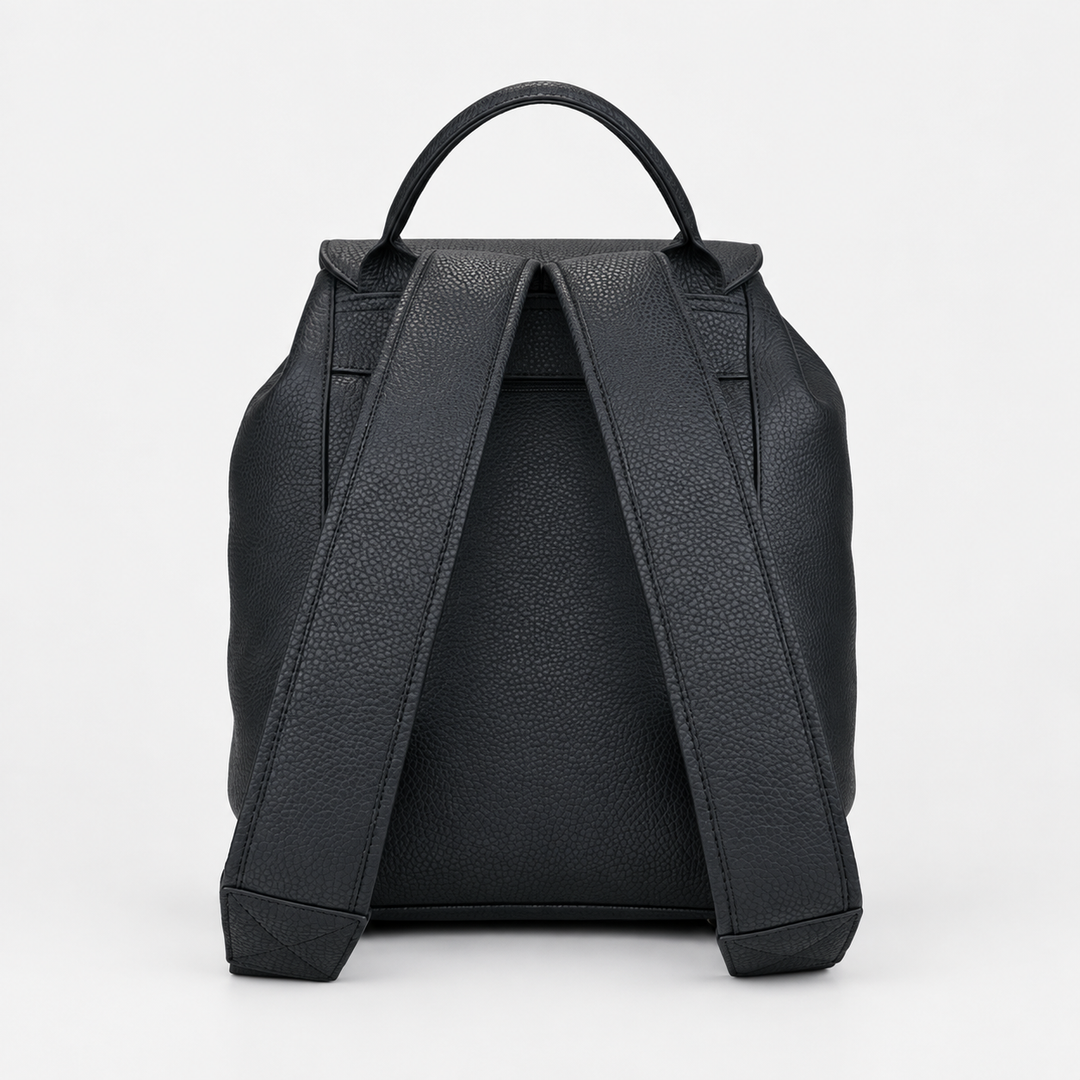 Pebbled Leather Flap Drawstring Backpack - Fits 11" iPad