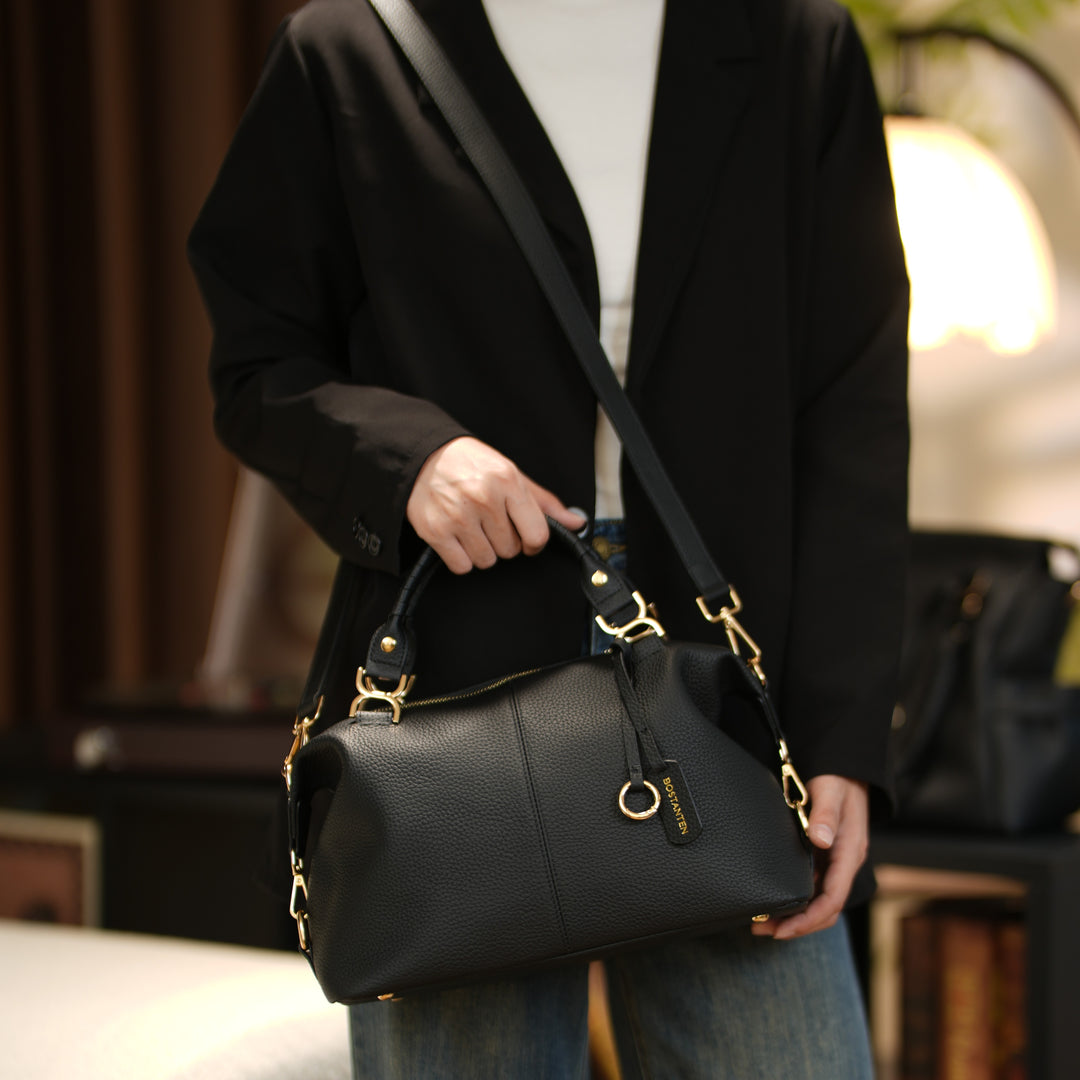 Nevin Genuine Leather Boston Handbag