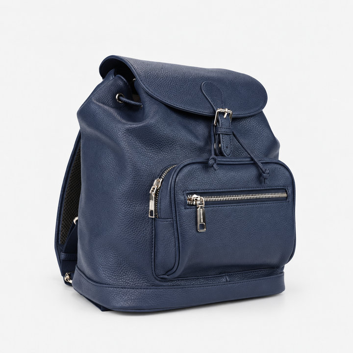 Pebbled Leather Flap Drawstring Backpack - Fits 11" iPad