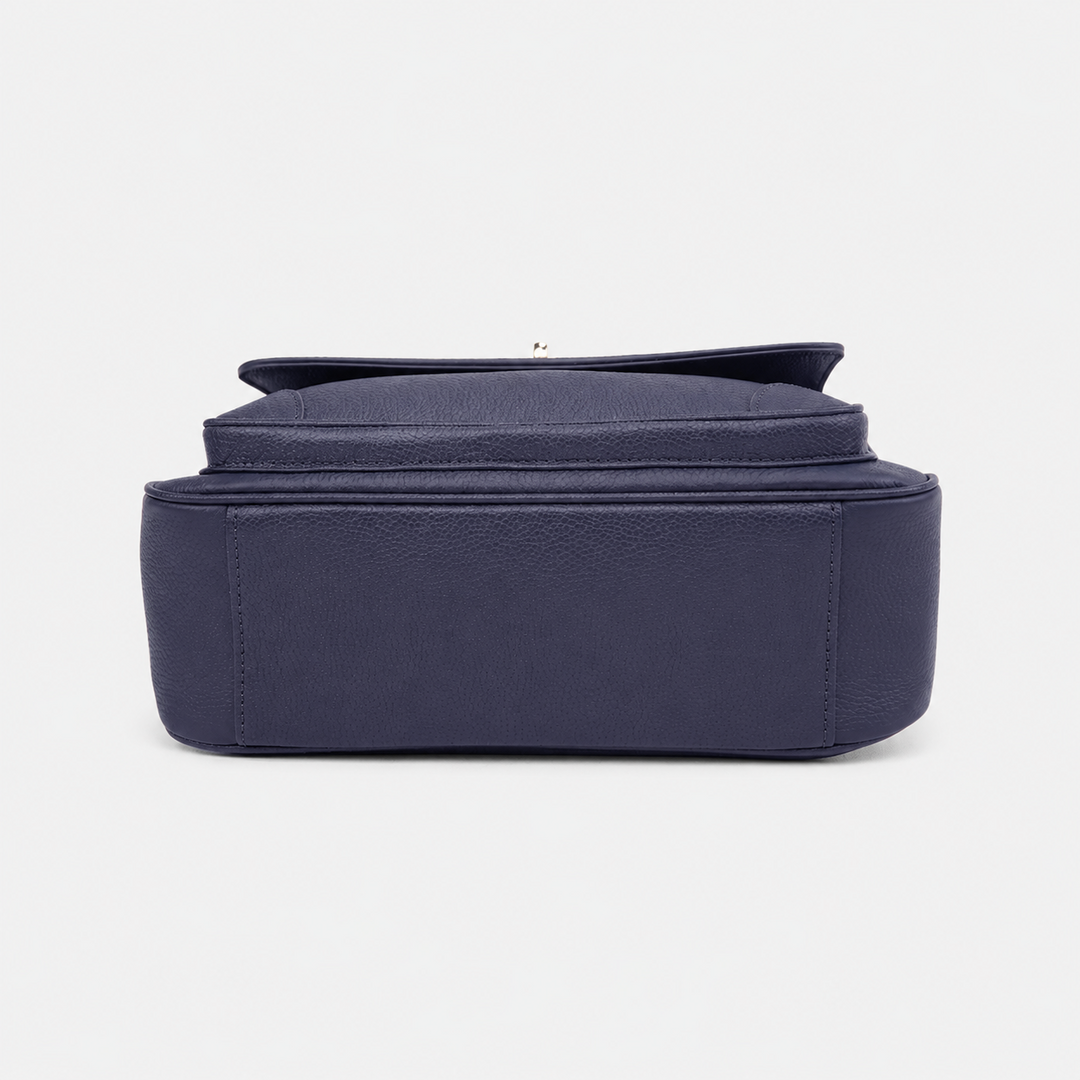 Turn Lock Flap Messenger Crossbody - Pebbled Leather