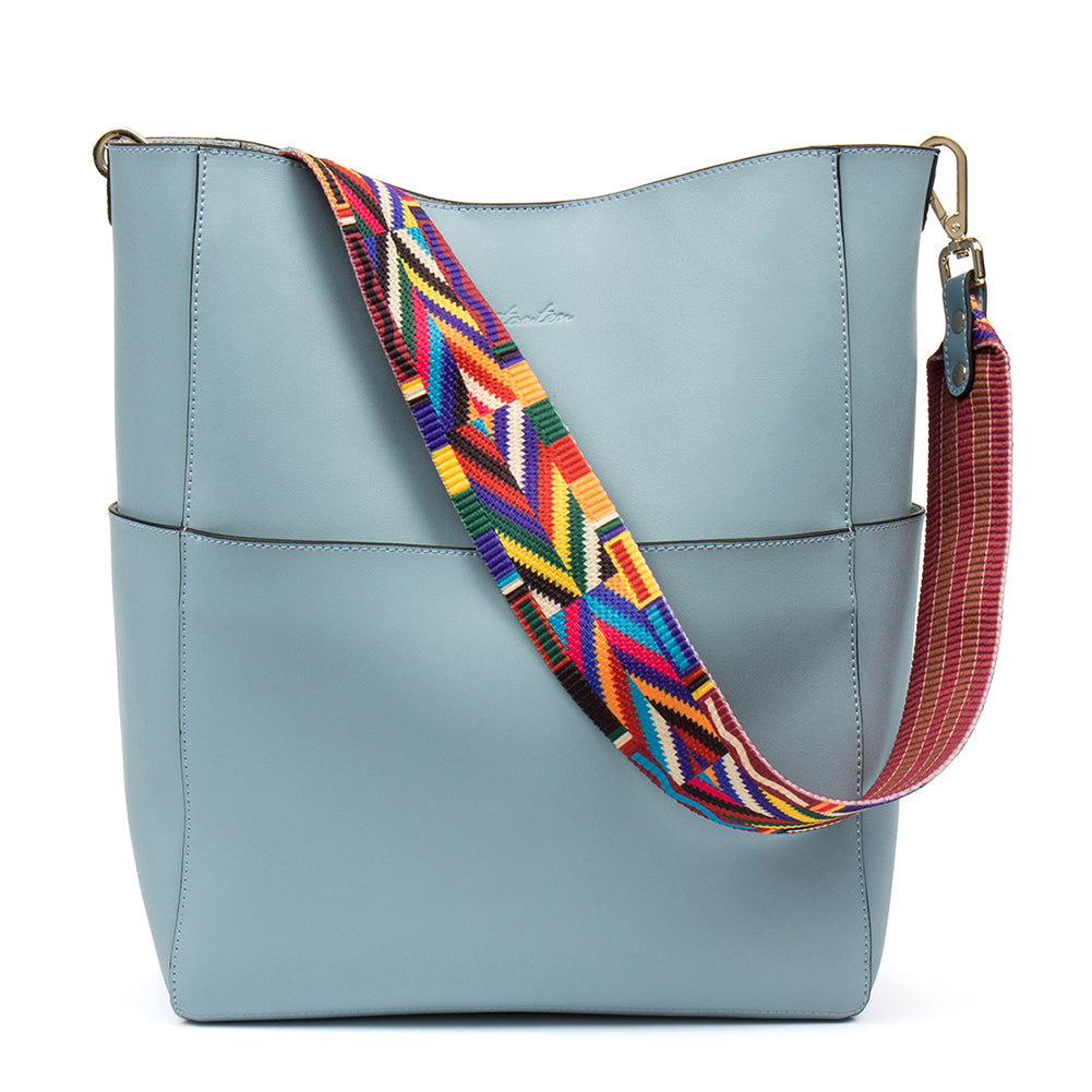 Lotty Genuine Leather Bucket Bag With 2 Shoulder Straps