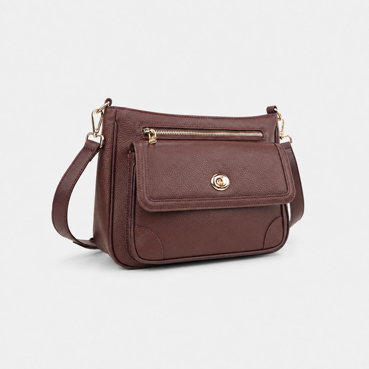 Turn Lock Flap Messenger Crossbody - Pebbled Leather