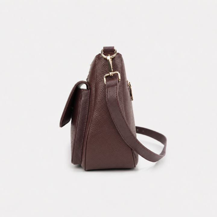 Turn Lock Flap Messenger Crossbody - Pebbled Leather