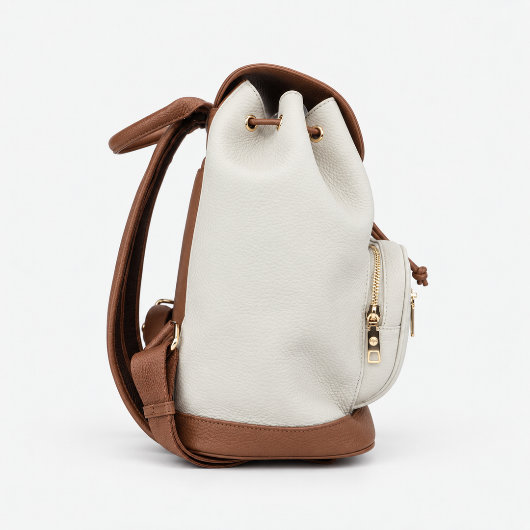 Pebbled Leather Flap Drawstring Backpack - Fits 11" iPad
