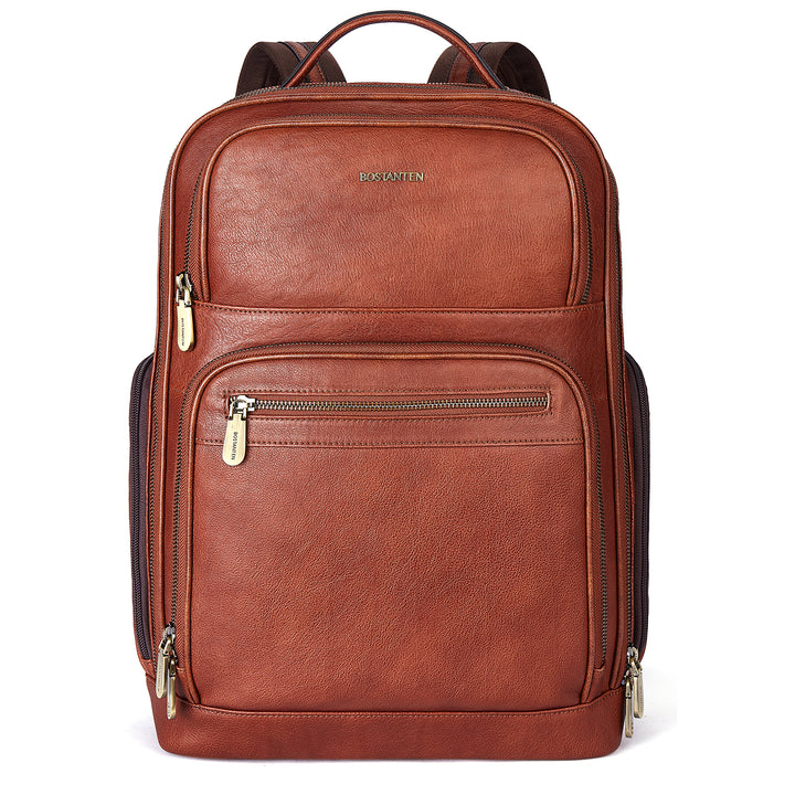 Premium Black Leather 15.6inch Laptop Backpack for Men