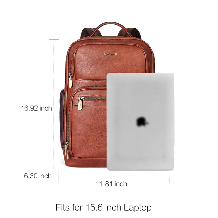 Premium Black Leather 15.6inch Laptop Backpack for Men