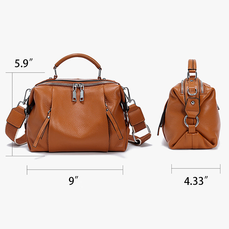 Nevin Genuine Leather Relaxed Boston Handbag