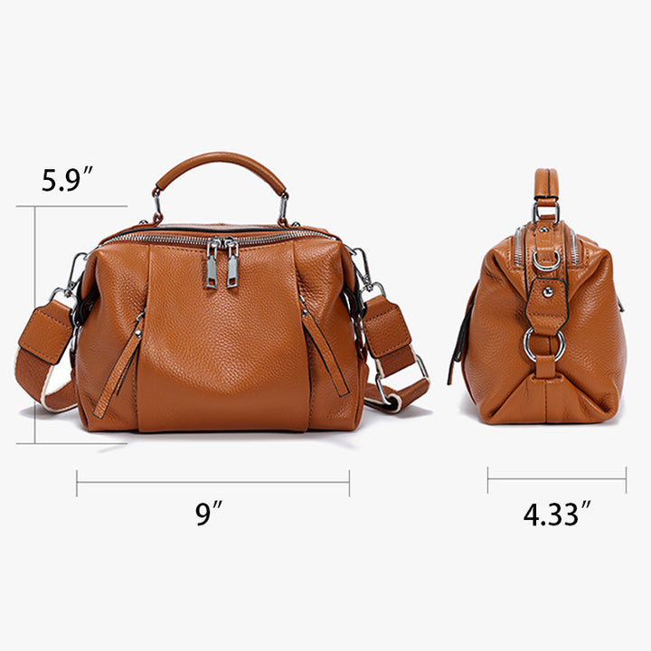 Nevin Genuine Leather Relaxed Boston Handbag