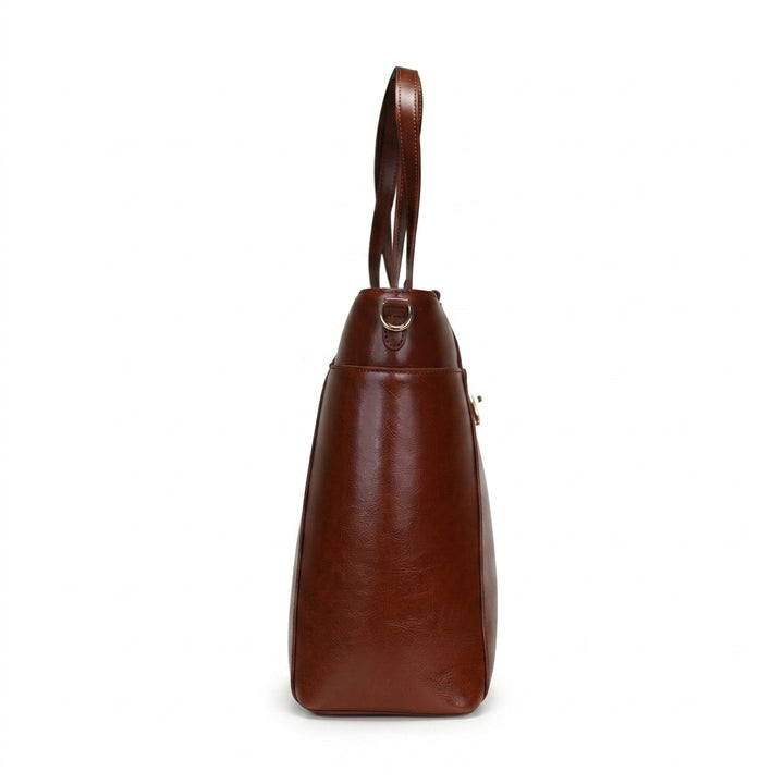 Carol Sequence Genuine Leather Tote Briefcase