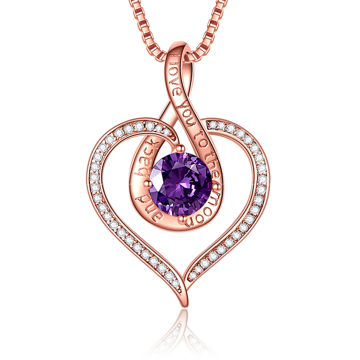 BOSTANTEN Love Heart Pendant Necklaces for Women Silver Rose Gold Tone Crystal Birthstone Birthday Jewelry Gifts for Women, 18"+2" - BOSTANTEN