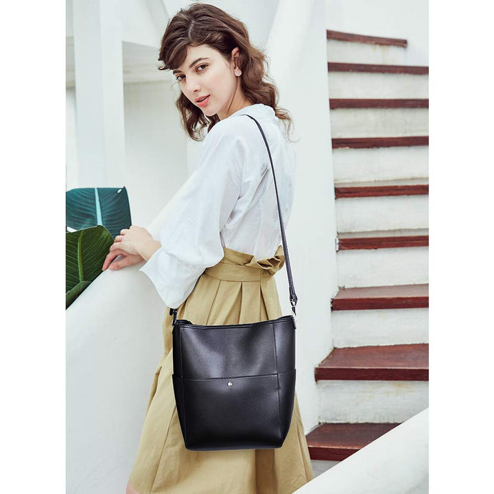Bucket Bag for Women Vegan Leather | With 2 Shoulder Straps