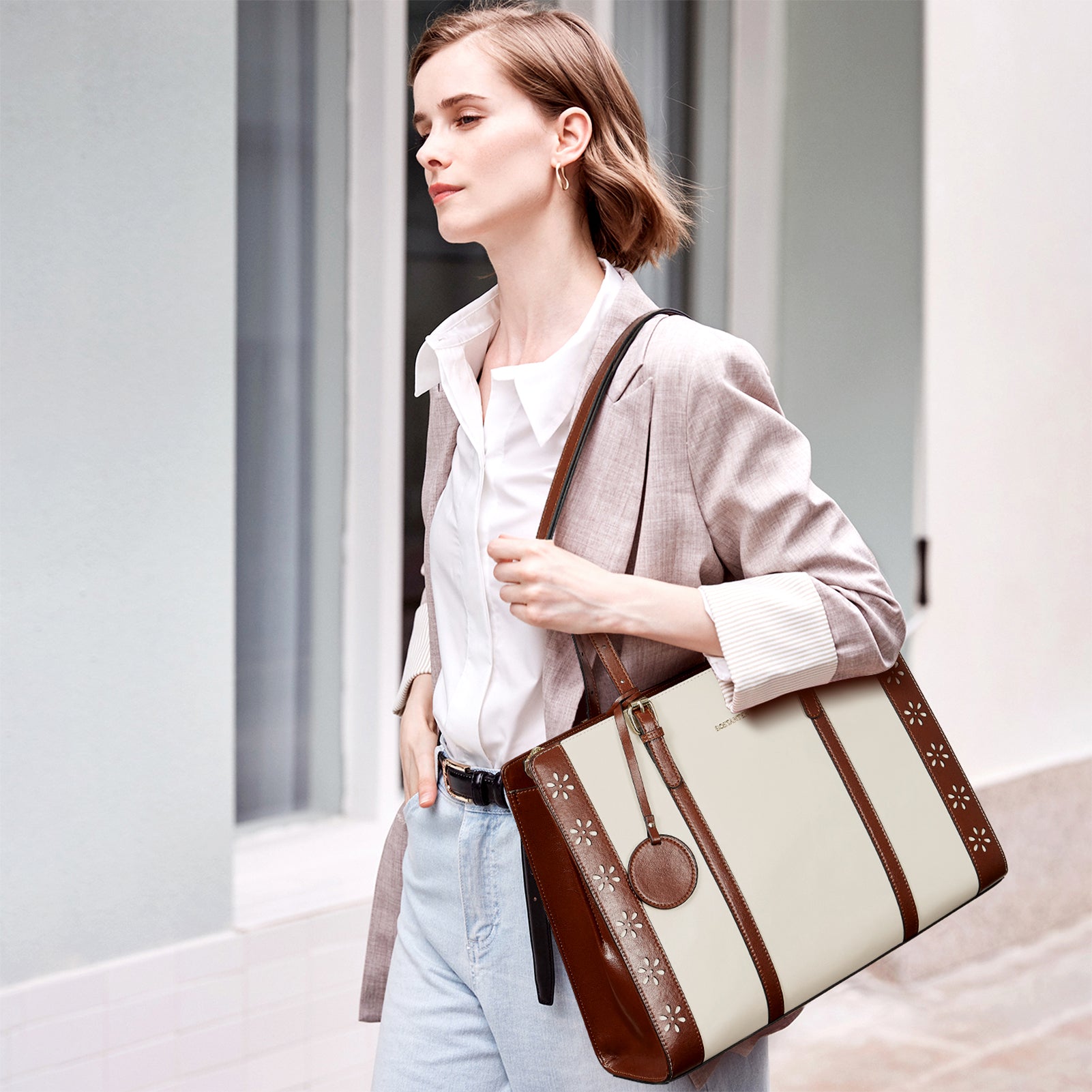 Stroud Leather Computer Briefcase — Optional Shoulder Straps - BOSTANTEN