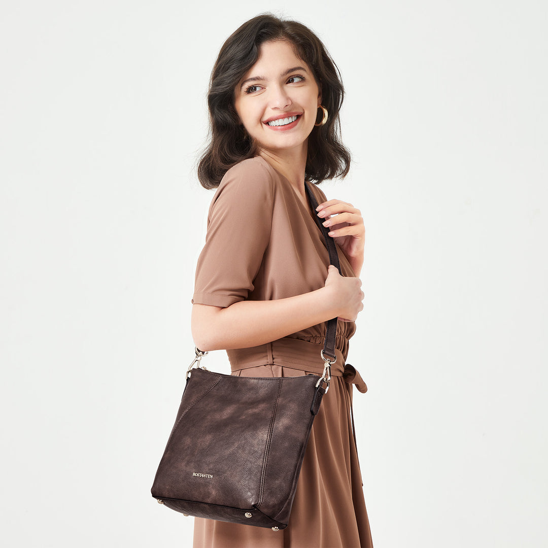 BOSTANTEN Leather Hobo Handbags Designer Purses for Women Shoulder Crossbody Bags