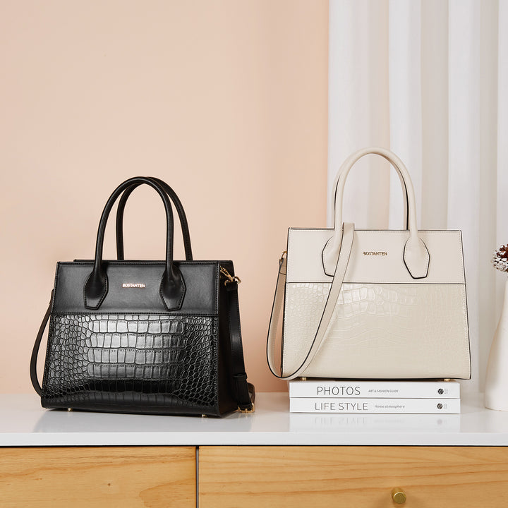 BOSTANTEN Women Handbags Genuine Leather Top Handle Satchel Purse Fashion Work Daily Tote Bags - BOSTANTEN