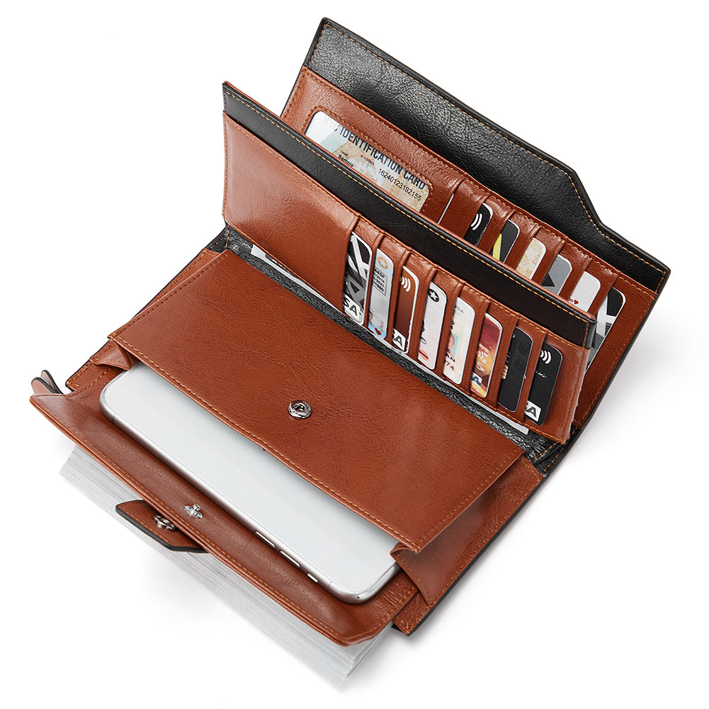 Lnna Genuine Leather RFID Wallets With Checkbooks - Cash Clutch