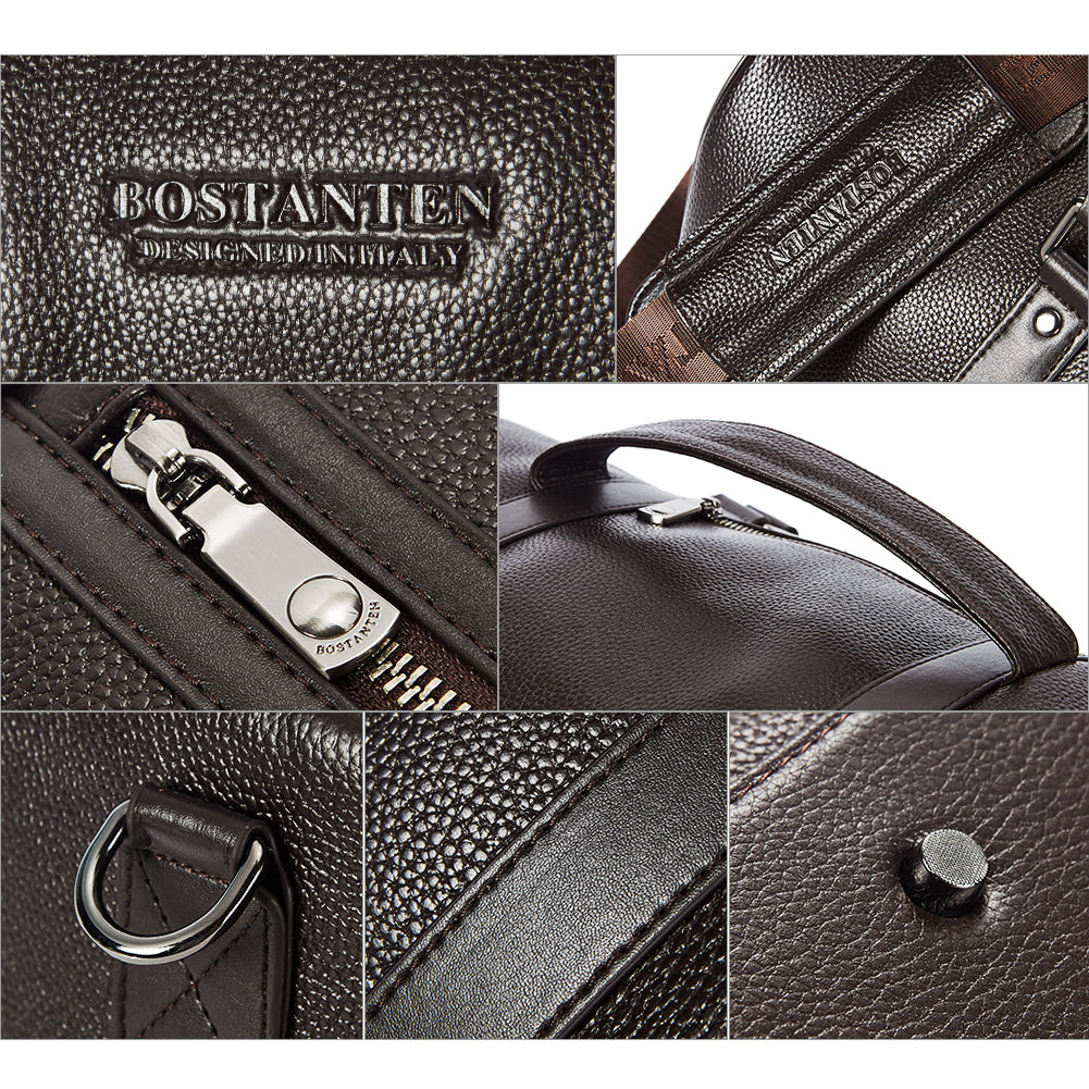 BOSTANTEN Genuine Leather Travel Weekender Overnight Duffel Bag Gym Sports Luggage Tote Duffle Bags For Men - BOSTANTEN