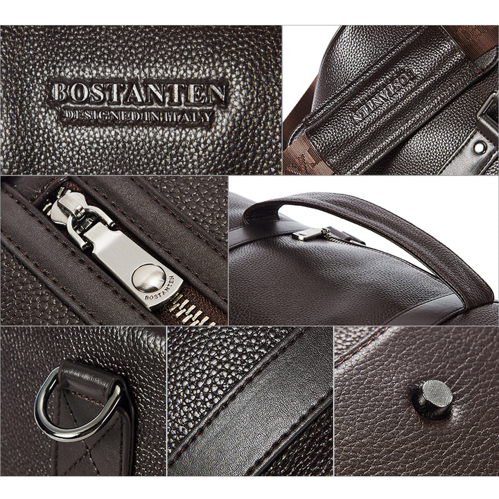 BOSTANTEN Genuine Leather Travel Weekender Overnight Duffel Bag Gym Sports Luggage Tote Duffle Bags For Men - BOSTANTEN