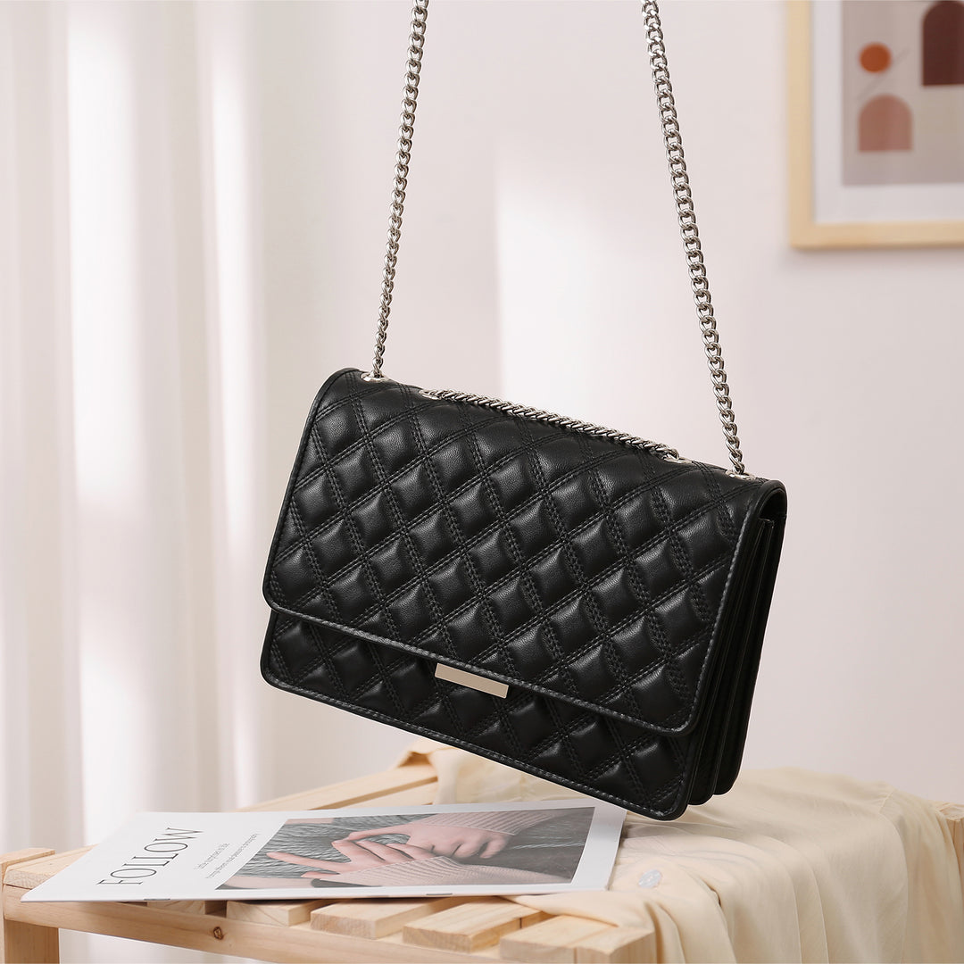 BOSTANTEN Women Handbags Designer Lambskin Leather Quilted Purses Crossbody Shoulder Bag with Chain Strap - BOSTANTEN