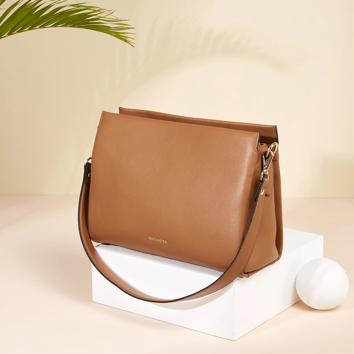 BOSTANTEN Women Leather Purses Handbags Designer Satchel Bag Shoulder Top Handle Tote Bags Triple Compartment - BOSTANTEN