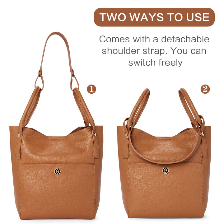 BOSTANTEN Women Handbags Leather Purses Designer Hobo Bucket Tote Bags with Zipper Pouch - BOSTANTEN