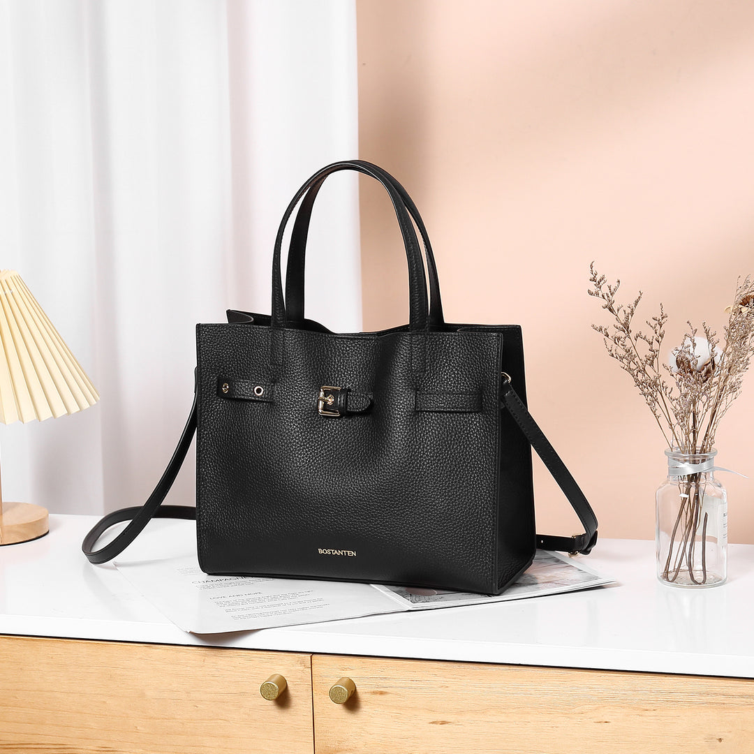 BOSTANTEN Women Handbags Purses Leather Tote Bags Designer Fashion Top Handle Crossbody Bags with Zipper Pouch - BOSTANTEN