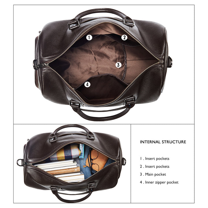BOSTANTEN Genuine Leather Travel Weekender Overnight Duffel Bag Gym Sports Luggage Tote Duffle Bags For Men - BOSTANTEN