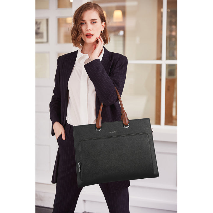 Machk Aktentasche für Damen – Klassisches schwarzes Design 