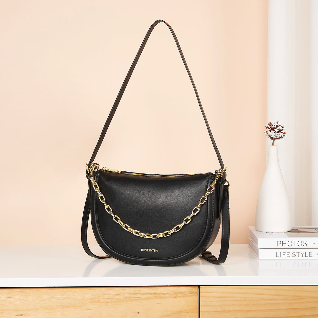 BOSTANTEN Women Shoulder Tote HandBag Designer Leather Purses Crossbody Bags with Zipper - BOSTANTEN