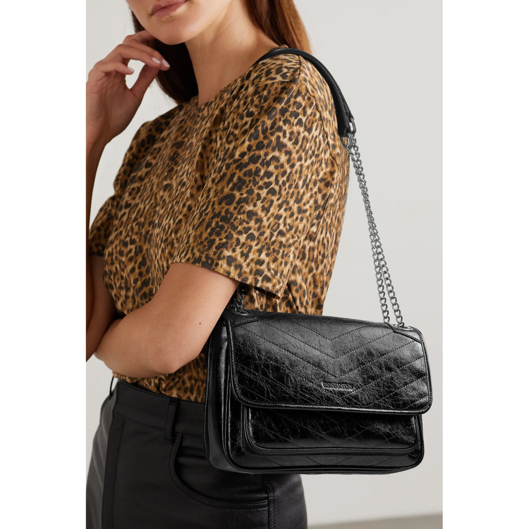 BOSTANTEN Women's Leather Handbag Designer Chevron Quilted Crossbody Bag Fashion Chain Strap Shoulder Purses - BOSTANTEN