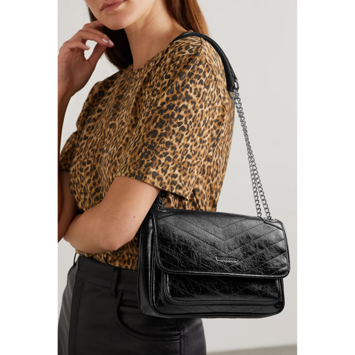 BOSTANTEN Women's Leather Handbag Designer Chevron Quilted Crossbody Bag Fashion Chain Strap Shoulder Purses - BOSTANTEN