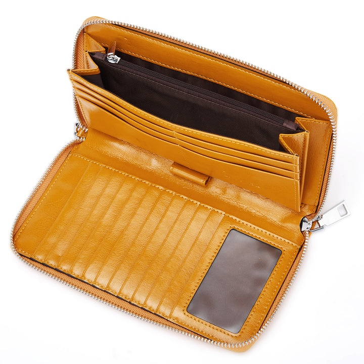 BOSTANTEN Leather Wallets for Women RFID Blocking Zip Around Credit Card Holder Phone Wristlet Clutch