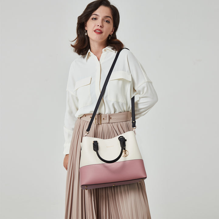 BOSTANTEN Leather Handbags for Women Designer Satchel Purses Top Handle Shoulder Crossbody Bag with Triple Compartment