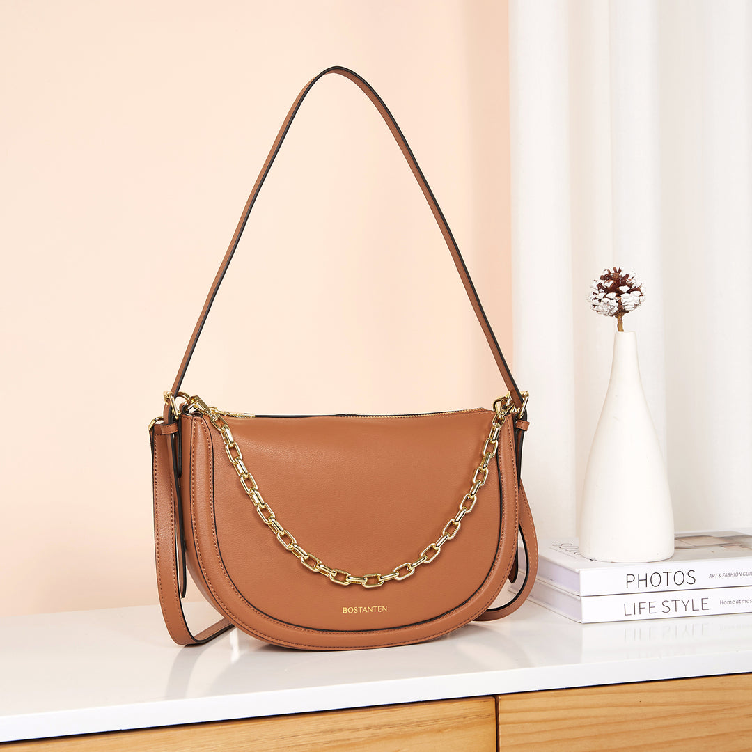 BOSTANTEN Women Shoulder Tote HandBag Designer Leather Purses Crossbody Bags with Zipper - BOSTANTEN
