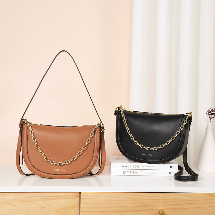 BOSTANTEN Women Shoulder Tote HandBag Designer Leather Purses Crossbody Bags with Zipper - BOSTANTEN