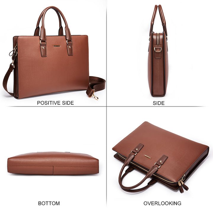 Stroud slim leather laptop bag large briefcase for business people