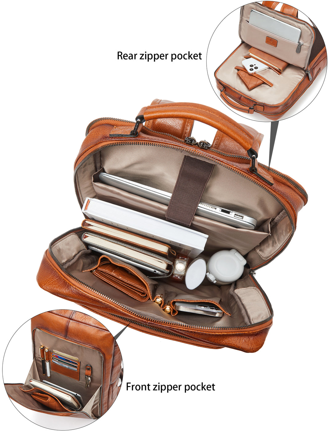 Large Vintage Travel Backpack for Men - Accordion Structure