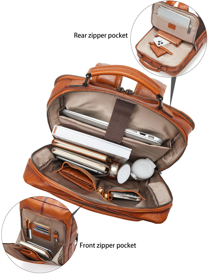 Large Vintage Travel Backpack for Men - Accordion Structure