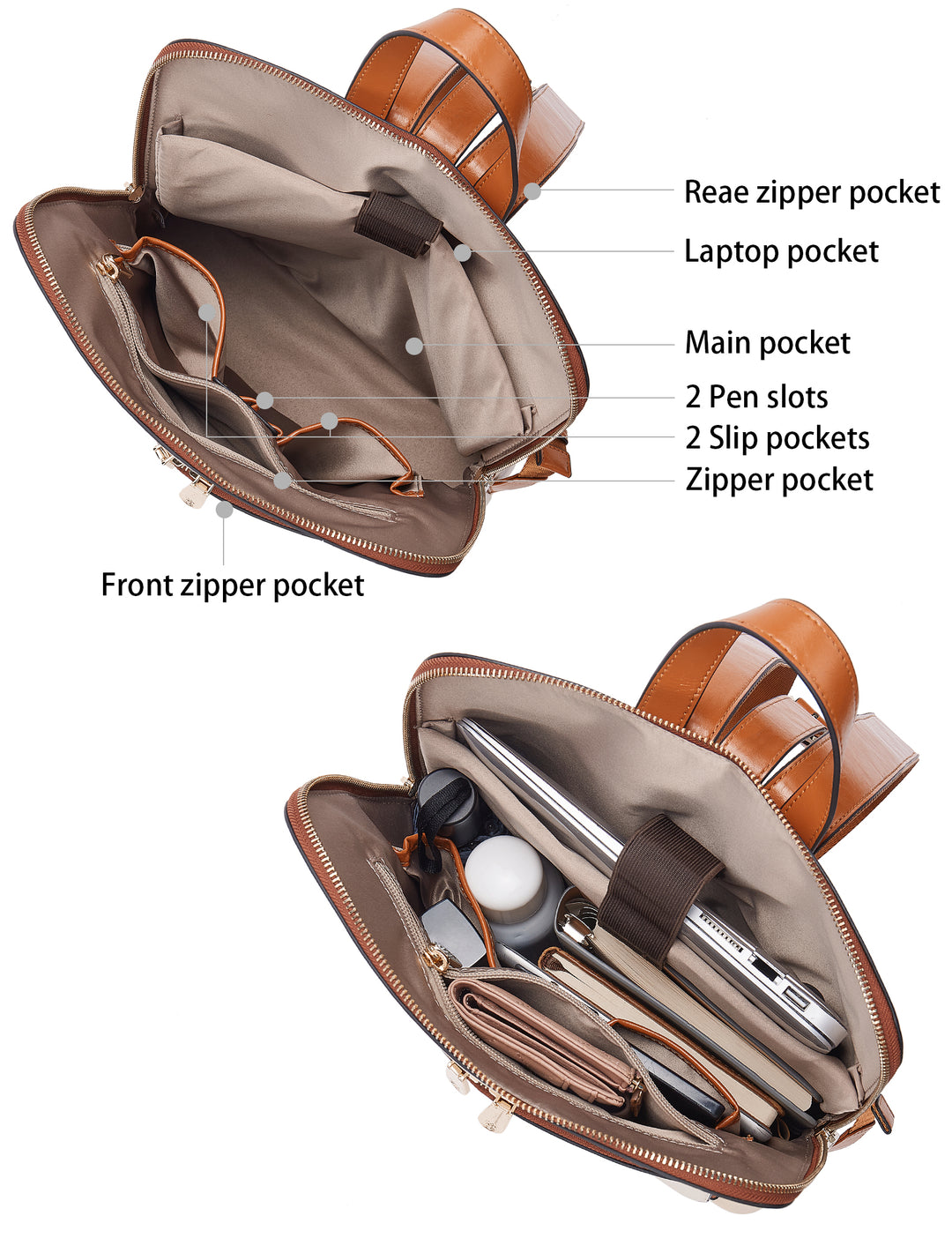 Vrba Leather Backpacks with Laptop Compartments for Women