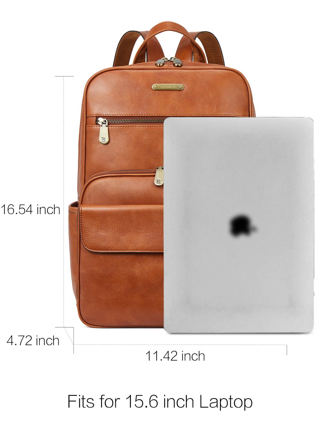 Schmaler 15,6-Zoll-Laptop-Rucksack aus braunem Leder 