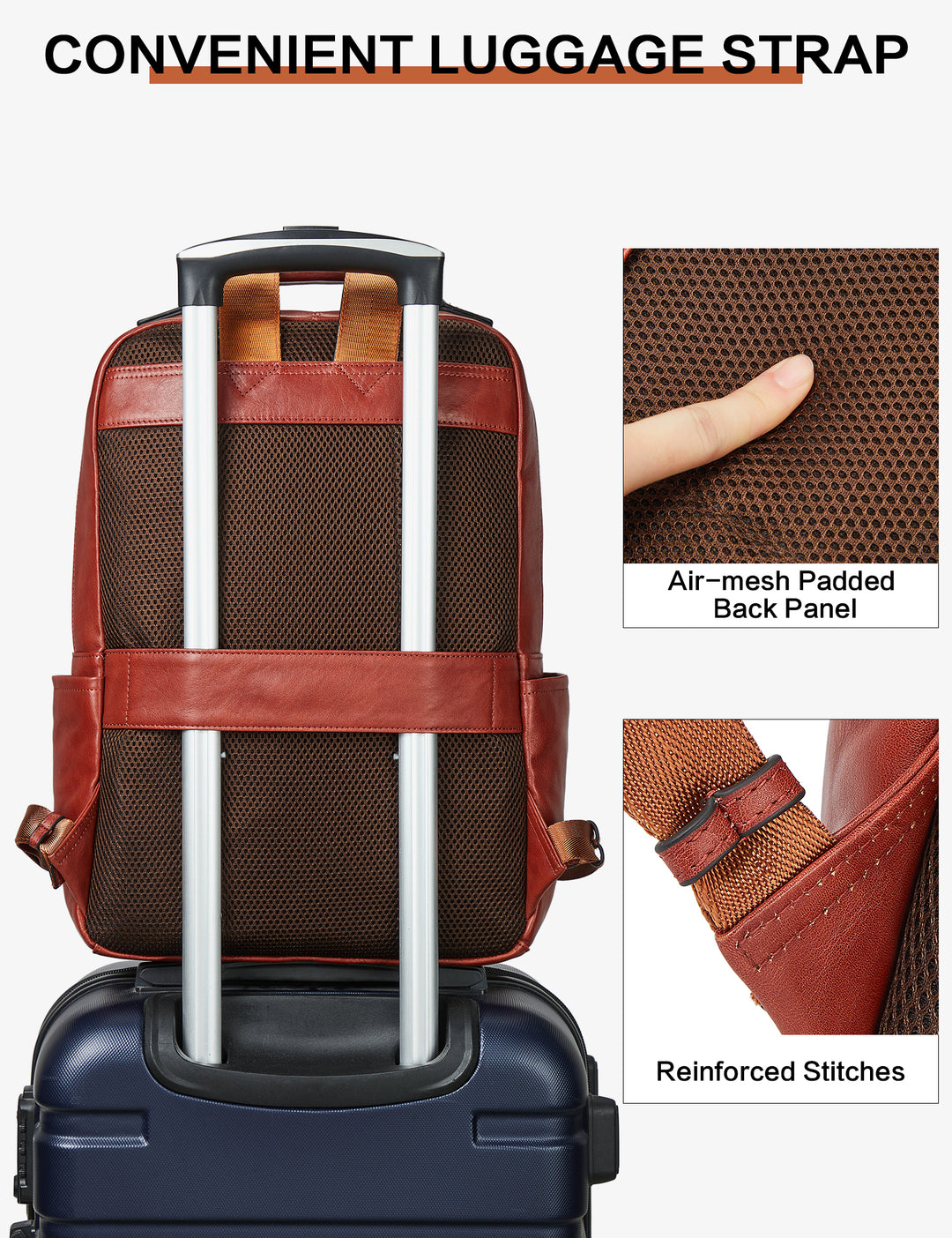 Multifunktionaler Designer-Lederrucksack – groß und leicht 