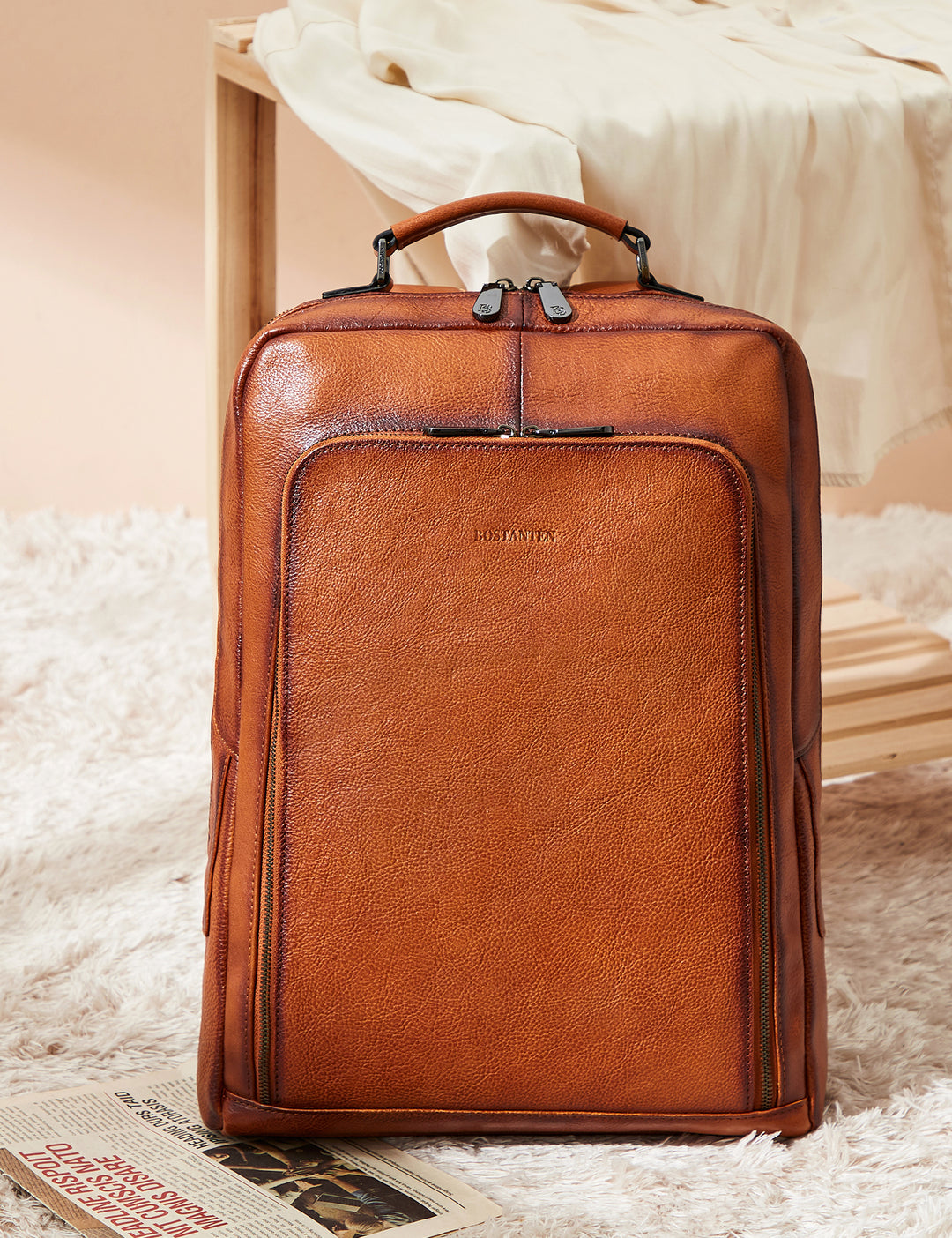 Large Vintage Travel Backpack for Men - Accordion Structure