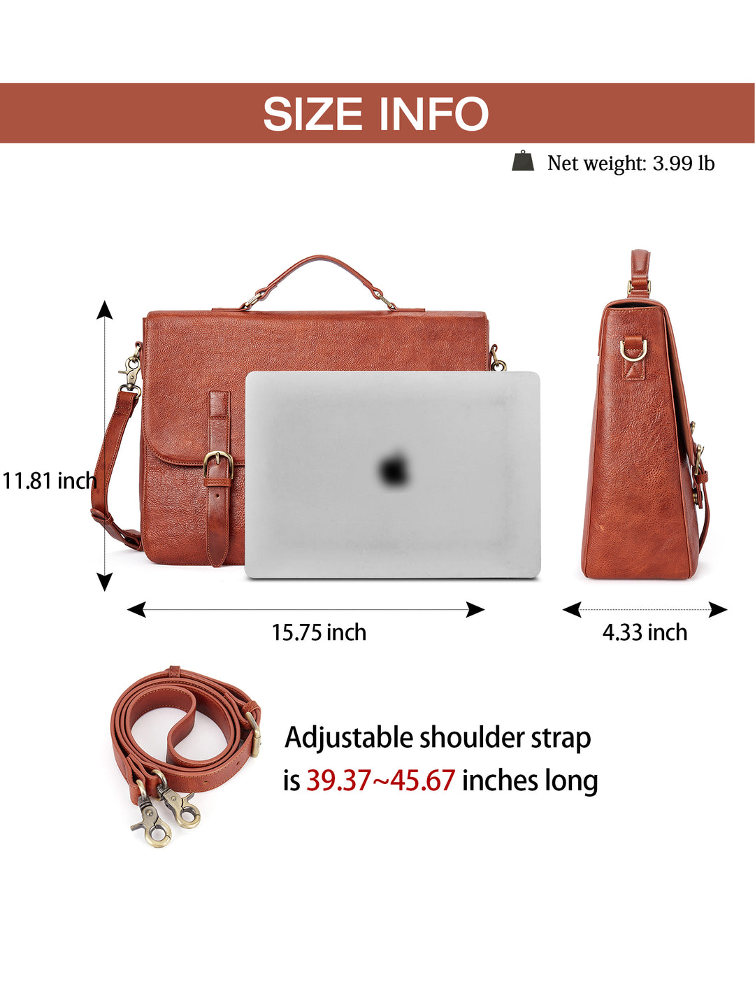 15.6 Inch Italian Leather Men's Briefcase for the Modern Professional