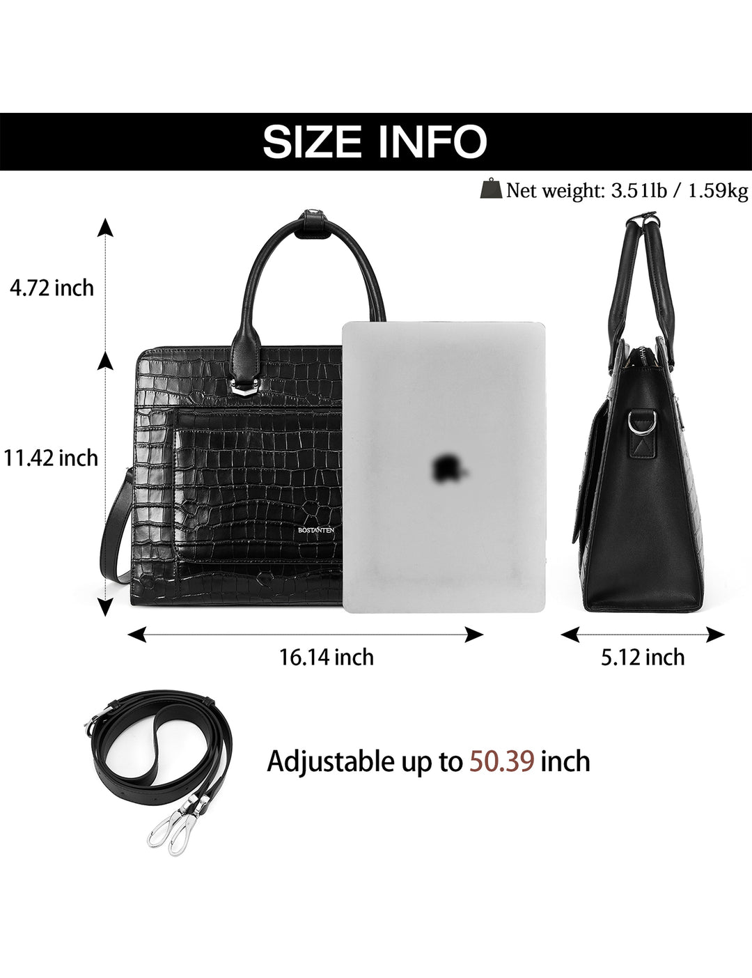 Mizuki Briefcase With Shoulder Strap — Security - BOSTANTEN