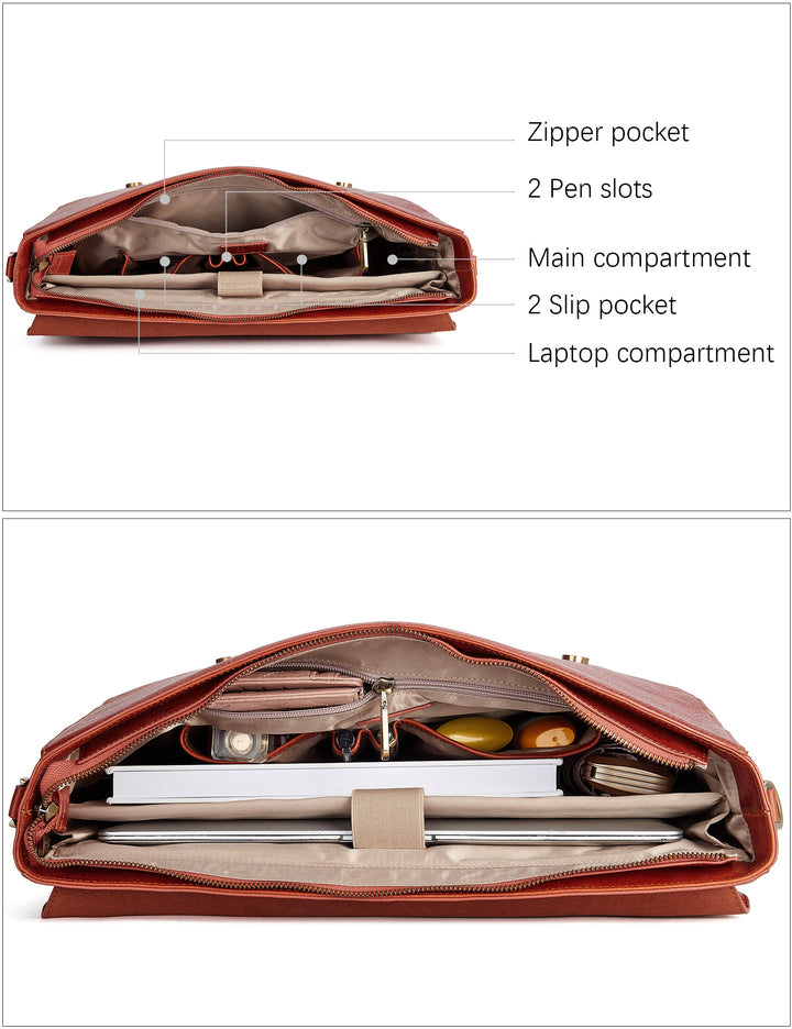 15.6 Inch Italian Leather Men's Briefcase for the Modern Professional
