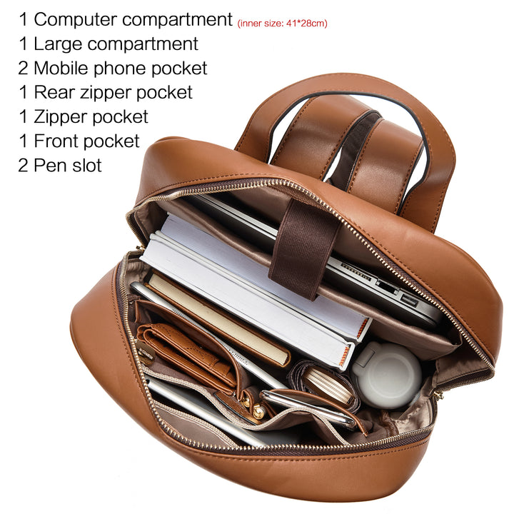 Libe Leather Laptop Backpack for Women  For Travel - BOSTANTEN