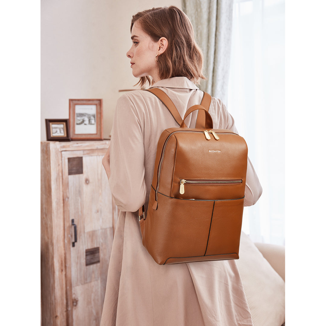Vallis Lederrucksack mit mehreren Taschen für Damen 