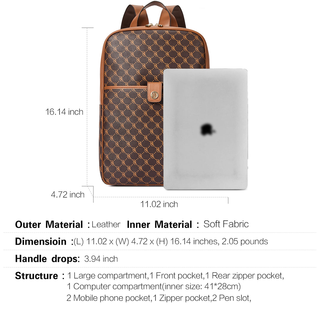 Libe Leather Laptop Backpack for Women  For Travel - BOSTANTEN