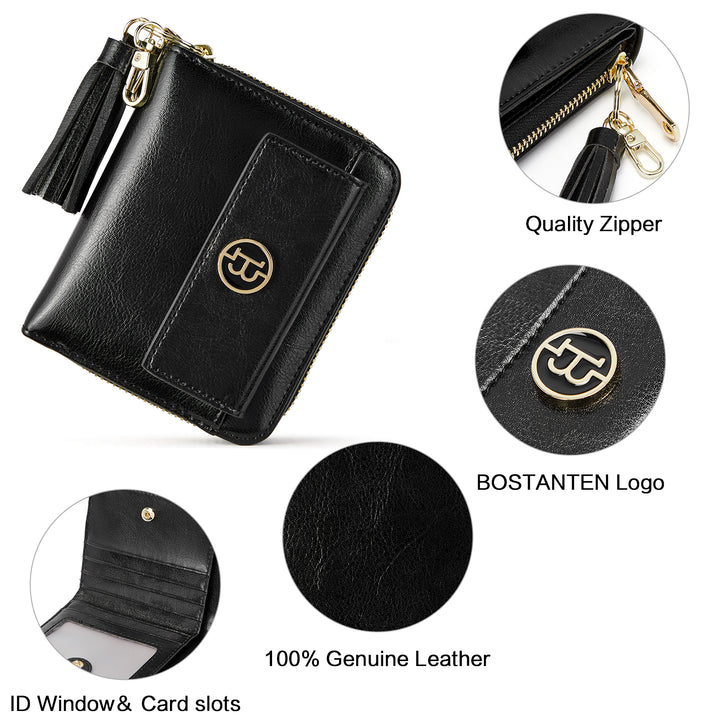 Lomy Small Coin & Card Purse With Tassel — Cowhide - BOSTANTEN